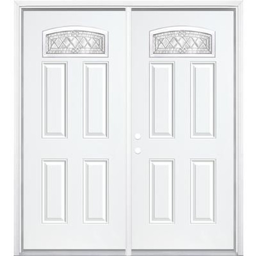 64''x80''x6 9/16'' Halifax Nickel Camber Fan Lite Right Hand Entry Door with Brickmould