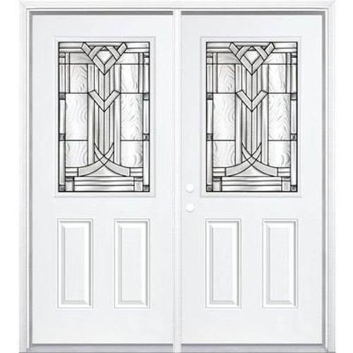 64''x80''x6 9/16'' Chatham Antique Black Half Lite Right Hand Entry Door with Brickmould