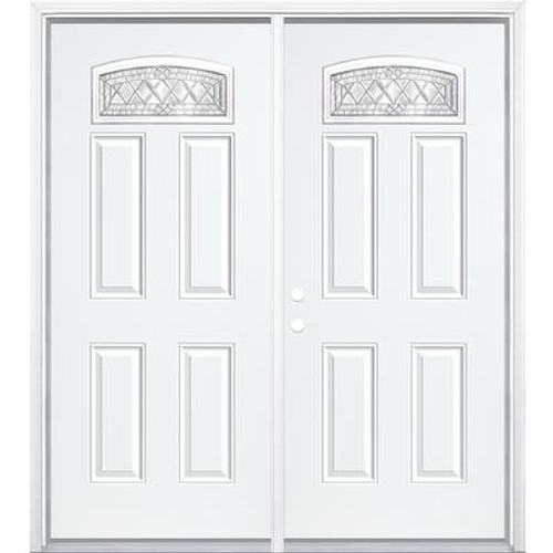 72''x80''x6 9/16'' Halifax Nickel Camber Fan Lite Right Hand Entry Door with Brickmould