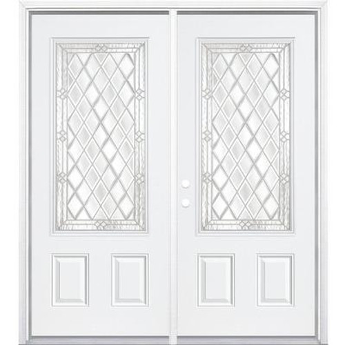 64''x80''x4 9/16'' Halifax Nickel 3/4 Lite Right Hand Entry Door with Brickmould