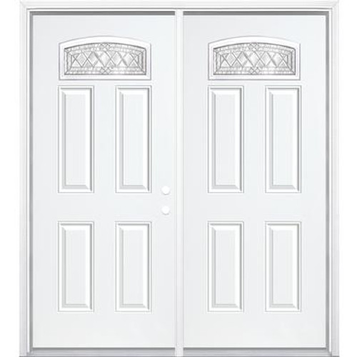 64''x80''x4 9/16'' Halifax Nickel Camber Fan Lite Left Hand Entry Door with Brickmould