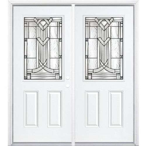 72''x80''x6 9/16'' Chatham Antique Black Half Lite Left Hand Entry Door with Brickmould