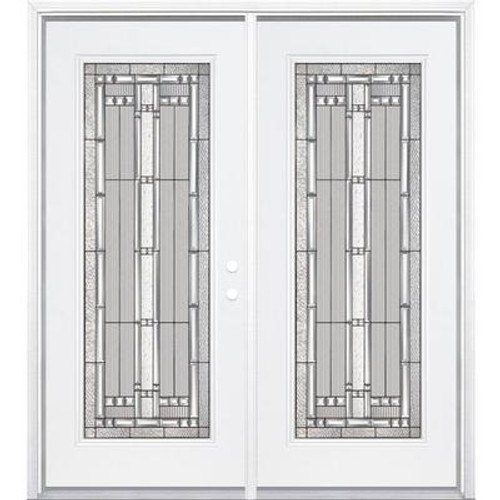 68''x80''x4 9/16'' Elmhurst Antique Black Camber Full Lite Left Hand Entry Door with Brickmould