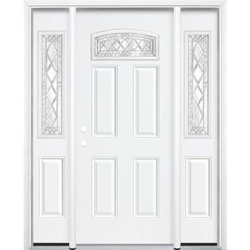 69''x80''x6 9/16'' Halifax Nickel Camber Fan Lite Right Hand Entry Door with Brickmould