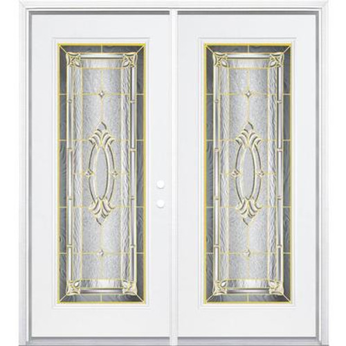 72''x80''x4 9/16'' Providence Brass Full Lite Left Hand Entry Door with Brickmould