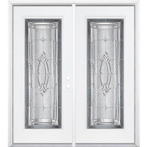 72''x80''x6 9/16'' Providence Nickel Full Lite Left Hand Entry Door with Brickmould
