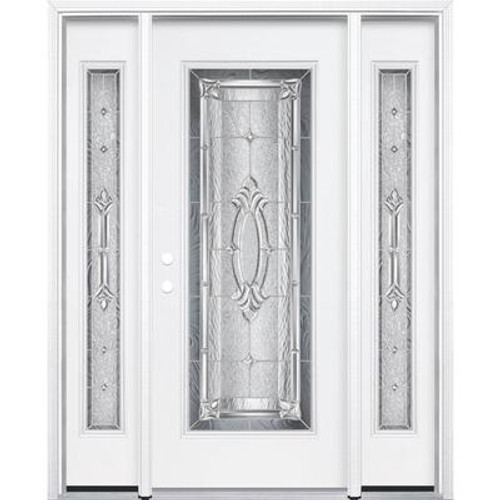 69''x80''x4 9/16'' Providence Nickel Full Lite Right Hand Entry Door with Brickmould