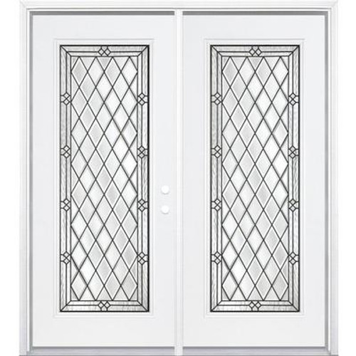 64''x80''x4 9/16'' Halifax Antique Black Full Lite Left Hand Entry Door with Brickmould