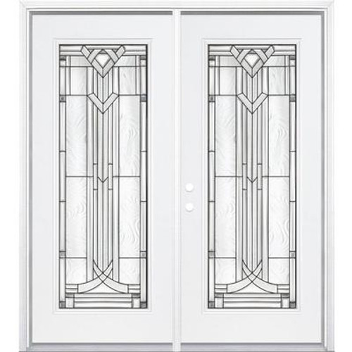 72''x80''x6 9/16'' Chatham Antique Black Full Lite Right Hand Entry Door with Brickmould