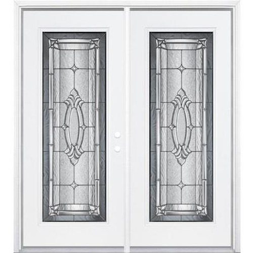 72''x80''x6 9/16'' Providence Antique Black Full Lite Left Hand Entry Door with Brickmould