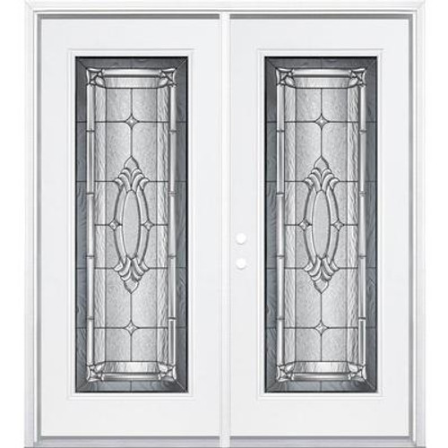 72''x80''x6 9/16'' Providence Antique Black Full Lite Right Hand Entry Door with Brickmould