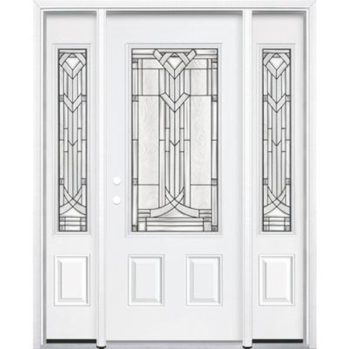 67''x80''x6 9/16'' Chatham Antique Black 3/4 Lite Right Hand Entry Door with Brickmould