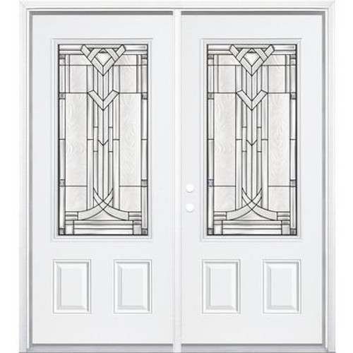 68''x80''x6 9/16'' Chatham Antique Black 3/4 Lite Right Hand Entry Door with Brickmould