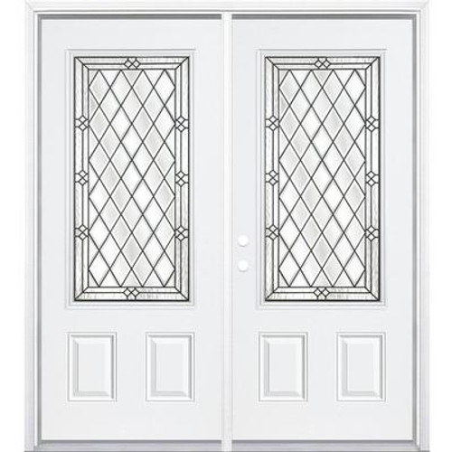 72''x80''x6 9/16'' Halifax Antique Black 3/4 Lite Right Hand Entry Door with Brickmould