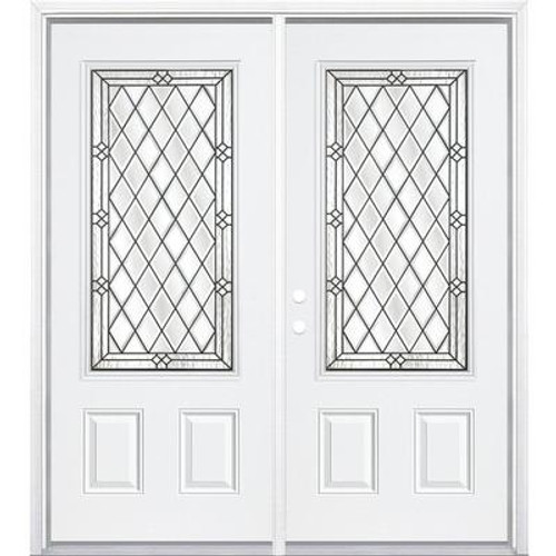 64''x80''x4 9/16'' Halifax Antique Black 3/4 Lite Right Hand Entry Door with Brickmould