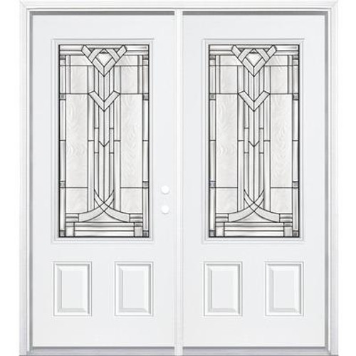 68''x80''x4 9/16'' Chatham Antique Black 3/4 Lite Left Hand Entry Door with Brickmould