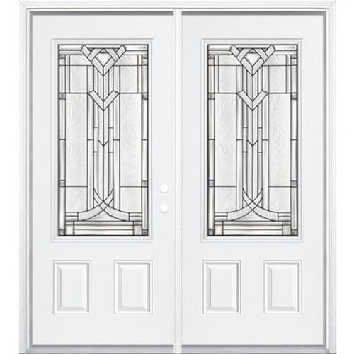 72''x80''x4 9/16'' Chatham Antique Black 3/4 Lite Left Hand Entry Door with Brickmould