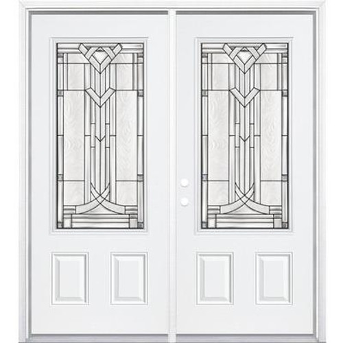 72''x80''x6 9/16'' Chatham Antique Black 3/4 Lite Right Hand Entry Door with Brickmould