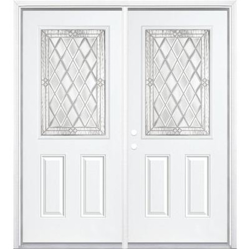 68''x80''x6 9/16'' Halifax Nickel Half Lite Right Hand Entry Door with Brickmould