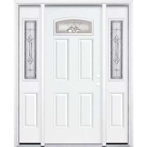 67''x80''x6 9/16'' Providence Nickel Camber Fan Lite Left Hand Entry Door with Brickmould