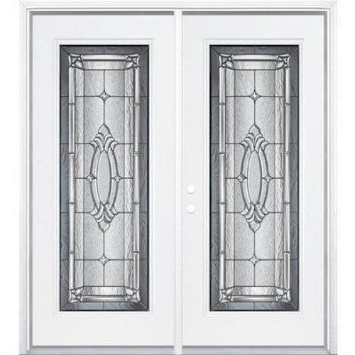 64''x80''x6 9/16'' Providence Antique Black Full Lite Right Hand Entry Door with Brickmould