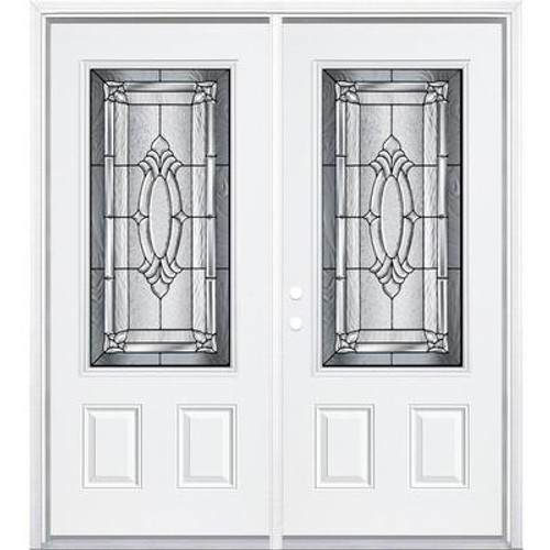 72''x80''x6 9/16'' Providence Antique Black 3/4 Lite Right Hand Entry Door with Brickmould