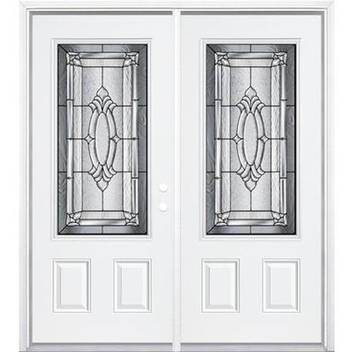 72''x80''x6 9/16'' Providence Antique Black 3/4 Lite Left Hand Entry Door with Brickmould