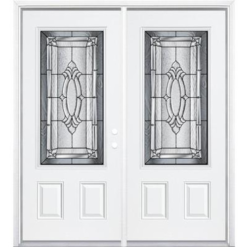 72''x80''x4 9/16'' Providence Antique Black 3/4 Lite Left Hand Entry Door with Brickmould