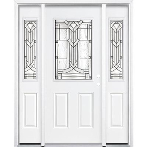 65''x80''x6 9/16'' Chatham Antique Black Half Lite Left Hand Entry Door with Brickmould