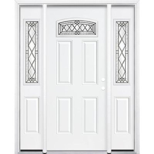65''x80''x6 9/16'' Halifax Antique Black Camber Fan Lite Left Hand Entry Door with Brickmould
