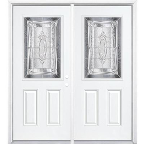 72''x80''x6 9/16'' Providence Nickel Half Lite Left Hand Entry Door with Brickmould