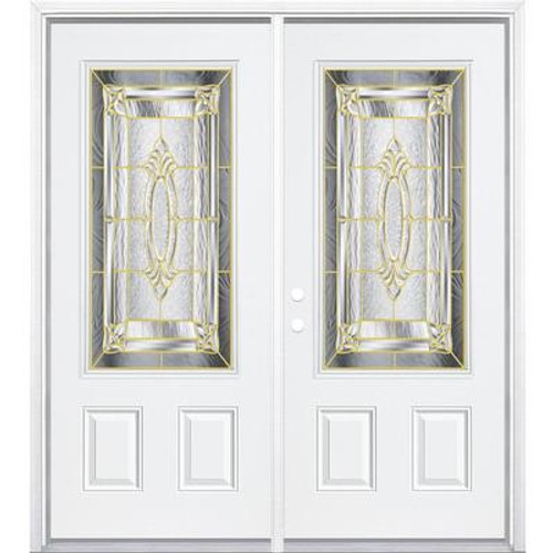 64''x80''x6 9/16'' Providence Brass 3/4 Lite Right Hand Entry Door with Brickmould
