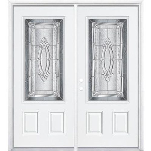 72''x80''x6 9/16'' Providence Nickel 3/4 Lite Right Hand Entry Door with Brickmould