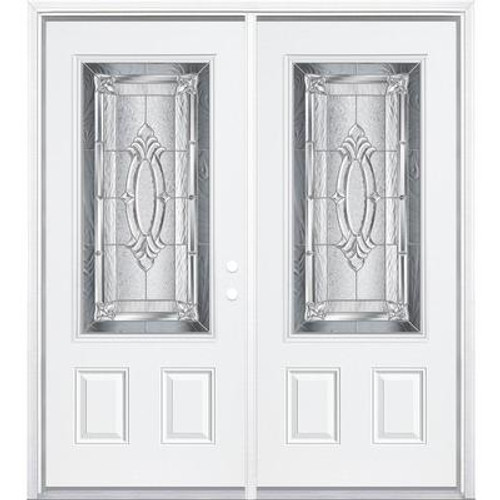 72''x80''x6 9/16'' Providence Nickel 3/4 Lite Left Hand Entry Door with Brickmould