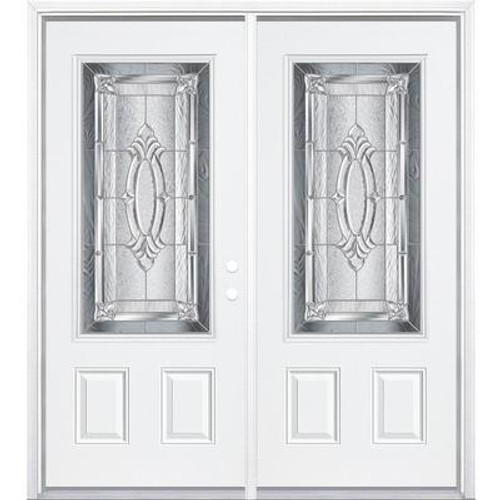 64''x80''x6 9/16'' Providence Nickel 3/4 Lite Left Hand Entry Door with Brickmould