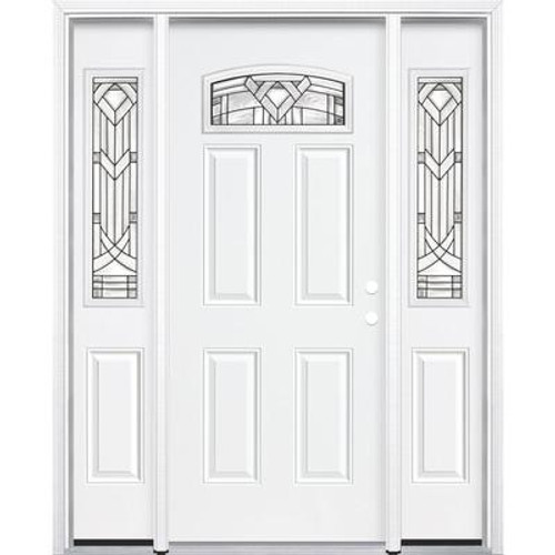 69''x80''x4 9/16'' Chatham Antique Black Camber Fan Lite Left Hand Entry Door with Brickmould