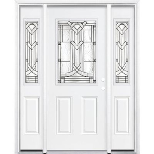 67''x80''x4 9/16'' Chatham Antique Black Half Lite Left Hand Entry Door with Brickmould