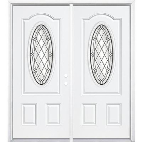 64''x80''x4 9/16'' Halifax Antique Black 3/4 Oval Lite Left Hand Entry Door with Brickmould