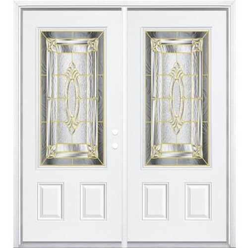 68''x80''x6 9/16'' Providence Brass 3/4 Lite Left Hand Entry Door with Brickmould