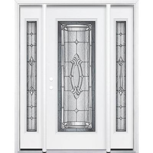 69''x80''x4 9/16'' Providence Antique Black Full Lite Right Hand Entry Door with Brickmould