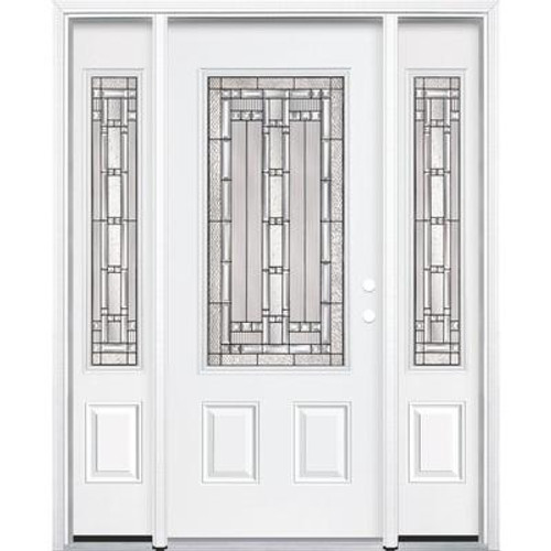 67''x80''x4 9/16'' Elmhurst Antique Black 3/4 Lite Left Hand Entry Door with Brickmould