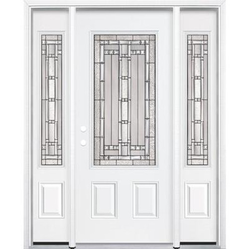 69''x80''x4 9/16'' Elmhurst Antique Black 3/4 Lite Right Hand Entry Door with Brickmould