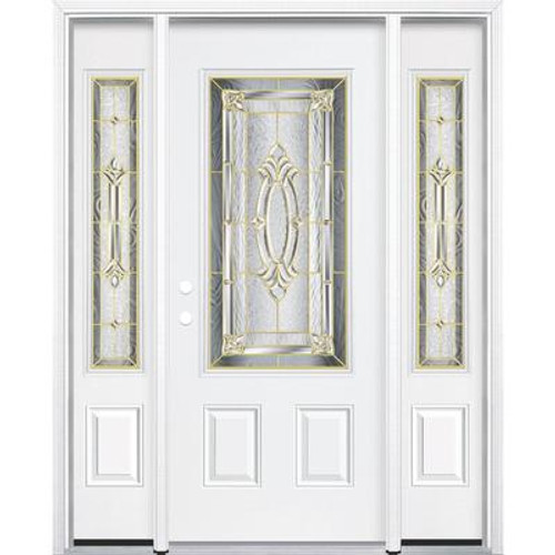 69''x80''x4 9/16'' Providence Brass 3/4 Lite Right Hand Entry Door with Brickmould