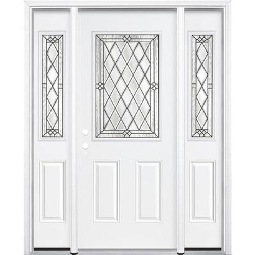 67''x80''x6 9/16'' Halifax Antique Black Half Lite Right Hand Entry Door with Brickmould