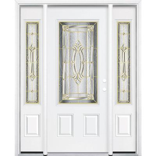 67''x80''x4 9/16'' Providence Brass 3/4 Lite Left Hand Entry Door with Brickmould