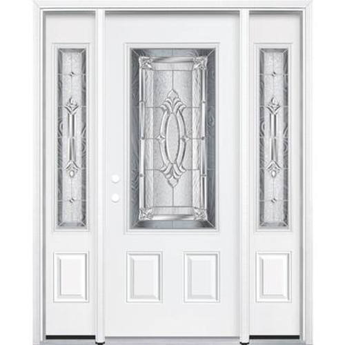 67''x80''x4 9/16'' Providence Nickel 3/4 Lite Right Hand Entry Door with Brickmould