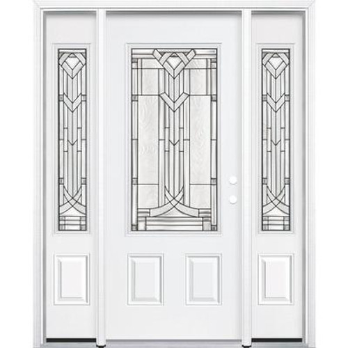 69''x80''x6 9/16'' Chatham Antique Black 3/4 Lite Left Hand Entry Door with Brickmould