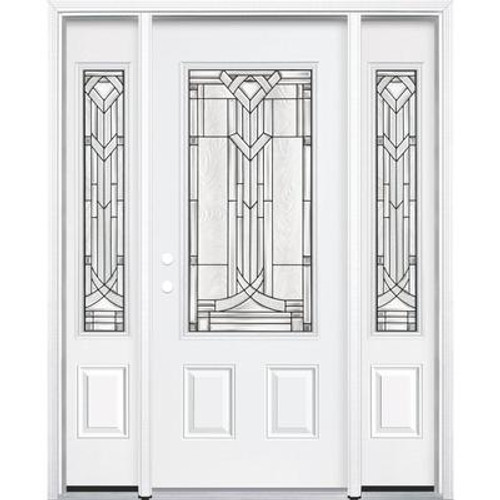 65''x80''x4 9/16'' Chatham Antique Black 3/4 Lite Right Hand Entry Door with Brickmould