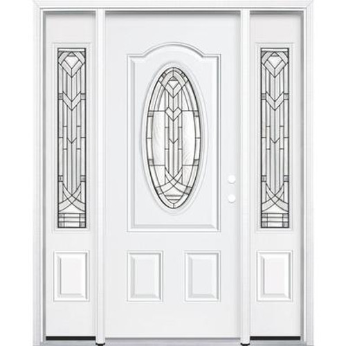 67''x80''x4 9/16'' Chatham Antique Black 3/4 Oval Lite Left Hand Entry Door with Brickmould