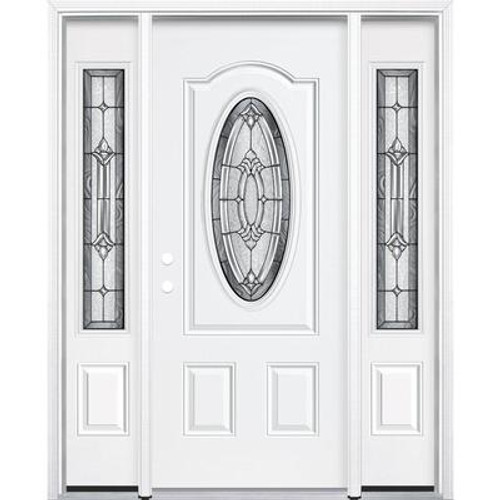 69''x80''x4 9/16'' Providence Antique Black 3/4 Oval Lite Left Hand Entry Door with Brickmould